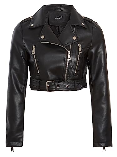 SS7 Damen Kurz geschnittene Bikerjacke aus Kunstleder von SS7