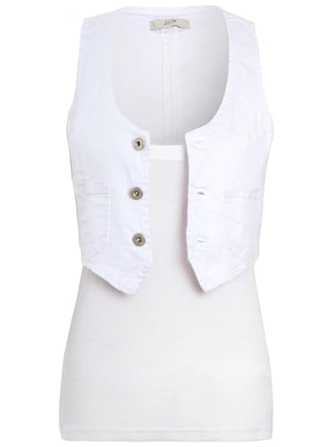 SS7 Damen Kurz geschnittene Jeansweste, Ärmellose Weste von SS7