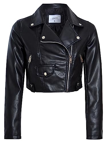 SS7 Damen Kurze Bikerjacke aus Kunstleder von SS7