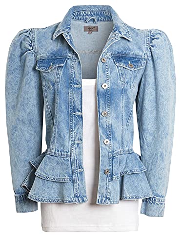 SS7 Damen PUFFÄRMELN Peplum Jeansjack von SS7