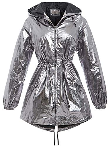 SS7 Damen Silber Metallic Regen Mac Wasserabweisend Regenmantel Damen Jacke Größe 8-16 - Silber metallic, 38 von SS7
