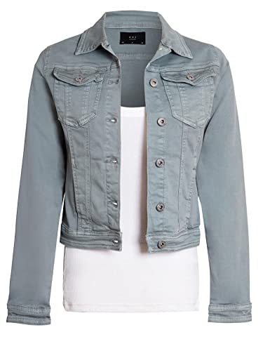 SS7 Damen Stretch Jeansjacke in Grau, Gelb, Rot von SS7