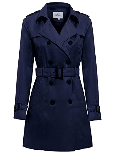 SS7 Damen Trenchcoat Damen MAC Jacke Größe 8 10 12 14 16 beige Lachsfarben blau (36, Marine) von SS7