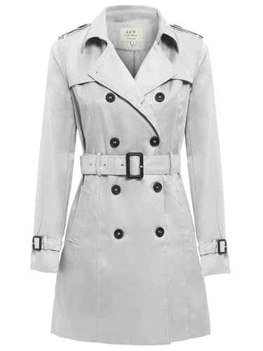 SS7 Damen Trenchcoat Damen MAC Jacke Größe 8 10 12 14 16 beige lachsfarben blau (DE/NL/SE/PL, Numerisch, 44, Regular, Regular, Grau) von SS7