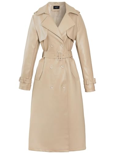 SS7 Damen Trenchcoat aus Kunstleder Maxi PU Jacke von SS7