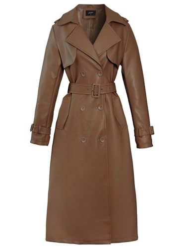 SS7 Damen Trenchcoat aus Kunstleder Maxi PU Jacke von SS7