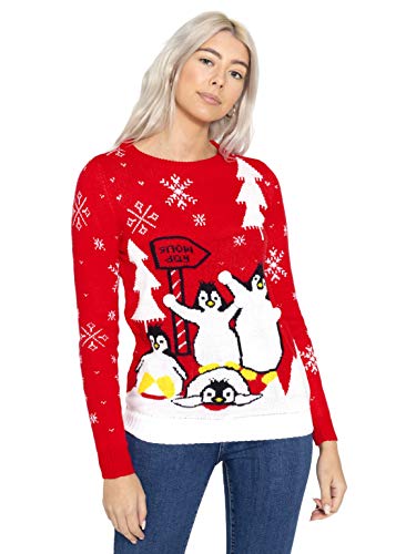 SS7 Damen Weihnachtspullover Pinguin Strickbär von SS7