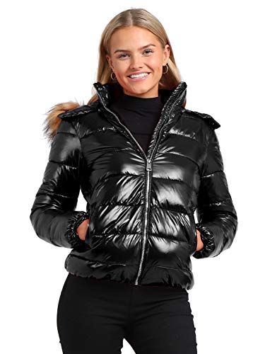 SS7 Damen Winter Stepp Pelz Parka Jacke Steppjacke Gr. 34-44 Gr. 36, Schwarz glänzend von SS7