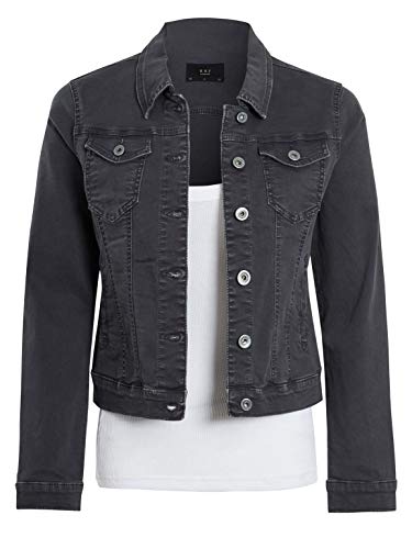 SS7 Damen ausgestattet Jeansjacke Damen Stretch Grau Jean Jacken von SS7