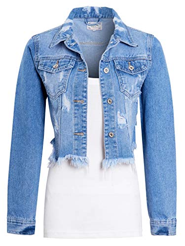 SS7 Damen zerrissene und ausgefranste Kurze Jeansjacke von SS7