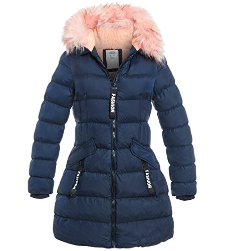 SS7 Gepolsterter Parka für Mädchen, mit Kunstfell, Fleece-Futter, Gr. 3 - 4 - 7 - 8 - 9 - 10 - 11 - 12 - 13 Gr. 11-12 Jahre, navy von SS7