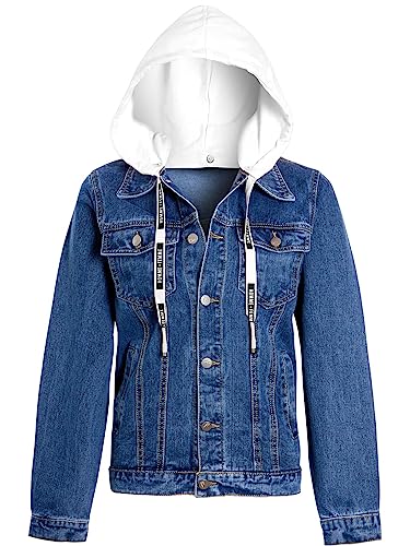 SS7 Mädchen Jeansjacke mit Abnehmbarer Kapuze von SS7