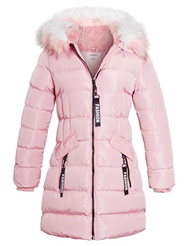 SS7 Mädchen Parka Mantel mit Kunstfell-Fleece-Futter (Rosa, 170-176) von SS7