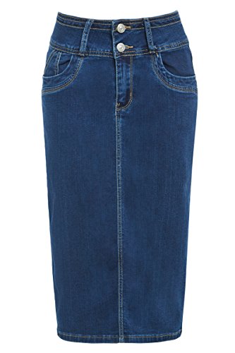 SS7 Damen Stretch Denim Bleistiftrock (DE/NL/SE/PL, Numerisch, 36, Regular, Regular, Indigo) von SS7