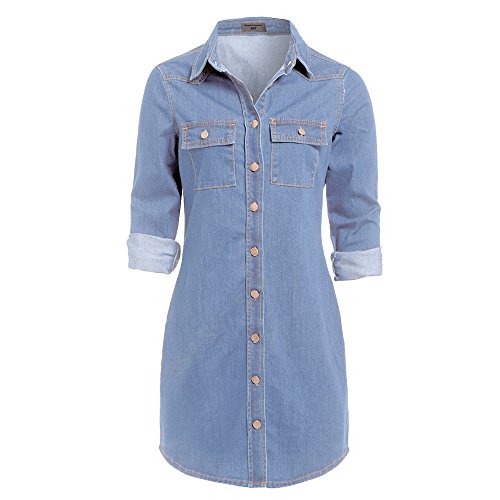 SS7 Neue Retro Denim Blau Hemd Kleid Größen 6-16 (DE/NL/SE/PL, Numerisch, 48, Regular, Regular, Denim Blau) von SS7