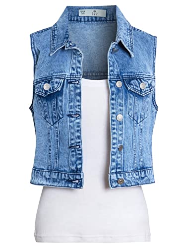 Womens Denim Gilet Blue Jeans Waistcoat Sleeveless Jackets Size 14 6 8 10 12 Cropped von SS7