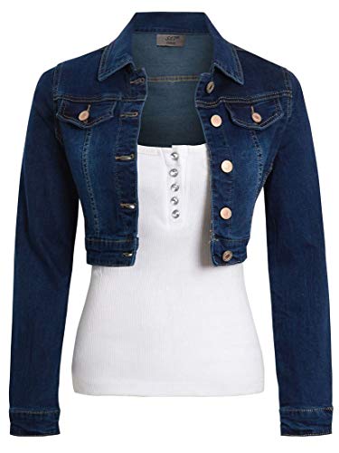 Womens Indigo Denim Jacket Ladies Blue Jean Cropped Jackets Size 6 8 10 12 14 von SS7