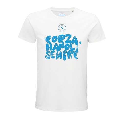 SSC NAPOLI Unisex Forza Napoli Sempre T-Shirt, Weiß, 3XL von SSC NAPOLI