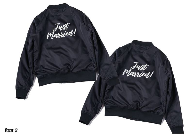 Just Married Bomberjacke, Individuell Angepasste Married, Hochzeitsjacke, Hochzeitsshirt, Polterabend, Braut, Junggesellenabschied, Trauzeugen von SSDesignCo