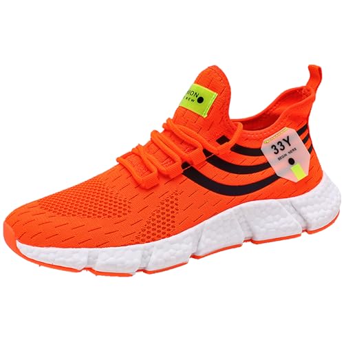 Laufschuhe Herren Damen Sportschuhe Atmungsaktiv Leichte Turnschuhe Straßenlaufschuhe Outdoor Schuhe Fashion Gym Fitness Sneaker G218P Orange42 von SSERHEHK