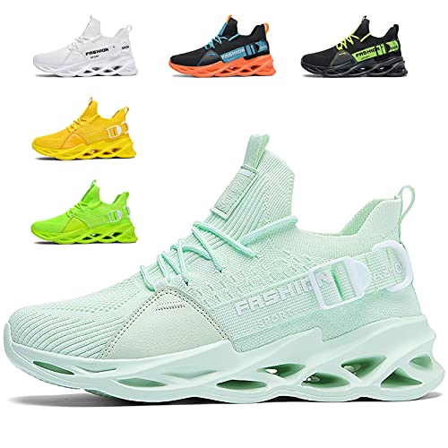 SSERHEHK Sportschuhe Laufschuhe Atmungsaktiv Leichte Turnschuhe Gym Fitness Sneaker für Herren Damen G133 Apple Green 42EU von SSERHEHK