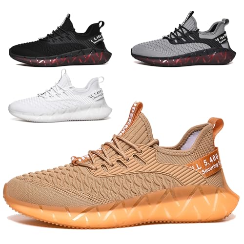 Turnschuhe Herren Damen Sportschuhe Laufschuhe Atmungsaktiv Leichtewichts rutschfeste Gym Fitness Schuhe Fashion Luftpolster Sneaker G156 Golden 41 von SSERHEHK