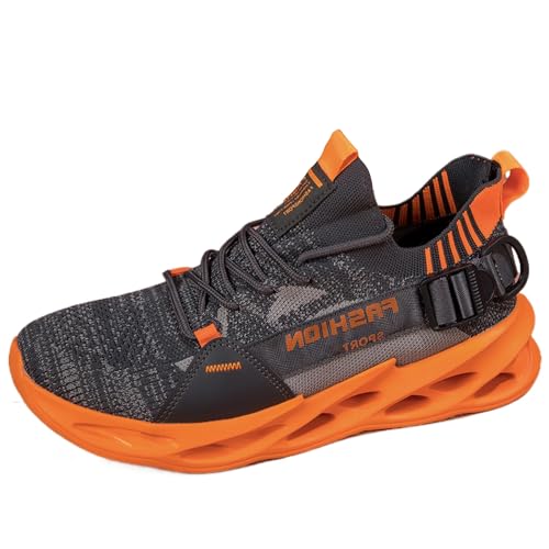 Turnschuhe Herren Damen Sportschuhe Laufschuhe Atmungsaktiv Leichtewichts rutschfeste Gym Fitness Schuhe Fashion Luftpolster SneakerG133GrayOrange45 von SSERHEHK