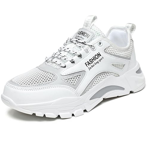 Turnschuhe Herren Laufschuhe Damen Sportschuhe Mesh Atmungsaktiv Leichtewichts Weiche Sohle rutschfeste Sportschuhe Fitness Outdoor Freizeit Schuhe Fashion Straßenlaufschuhe Knit Sneaker 668 White 44 von SSERHEHK