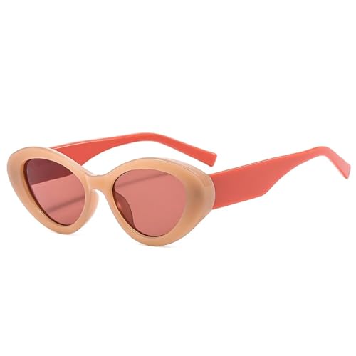 SSFVTTL Beliebte Mode Cat Eye Jelly Tea Gelb Sonnenbrille Damen Retro UV400 Herren (Jelly Tea Rot) von SSFVTTL