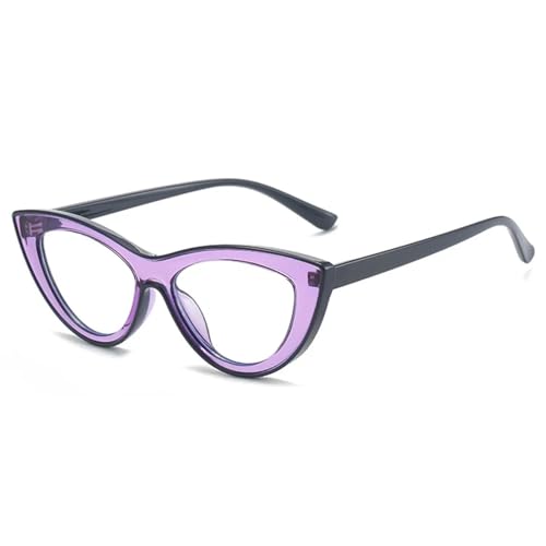 SSFVTTL Beliebte Mode Cat Eye Kontrastfarbe Damen Brillengestell Retro Klar Anti-Blaulicht Herrengestell (Schwarz Lila) von SSFVTTL
