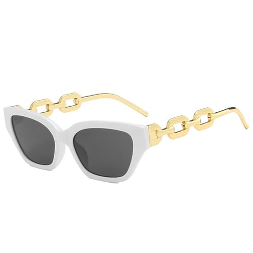 SSFVTTL Beliebte Mode Cat Eye Sonnenbrille Frauen Retro Kette Beine Männer Punk UV400 (Weiß Grau) von SSFVTTL
