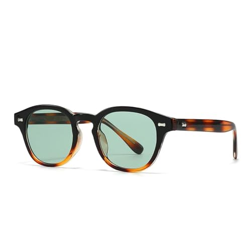 SSFVTTL Beliebte Mode Damen Luxus Sonnenbrille Runde Punk Retro Nieten UV400 (Schwarz Bernstein Grün) von SSFVTTL