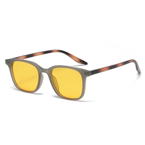 SSFVTTL Beliebte Mode Damen Sonnenbrille Retro Kontrastfarbe UV400 Herren (Mattgrau Gelb) von SSFVTTL