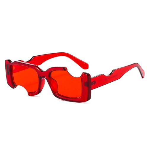 SSFVTTL Beliebte Mode Einzigartige Rechteckige Sonnenbrille Damen Vintage Candy Color Herren UV400 (Rot Rot) von SSFVTTL