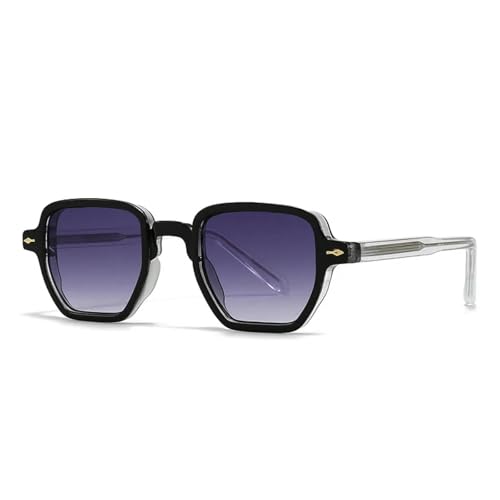 SSFVTTL Beliebte Mode Kleine Damen Sonnenbrille Retro Nieten Herren UV400 (Schwarz Grau Farbverlauf) von SSFVTTL