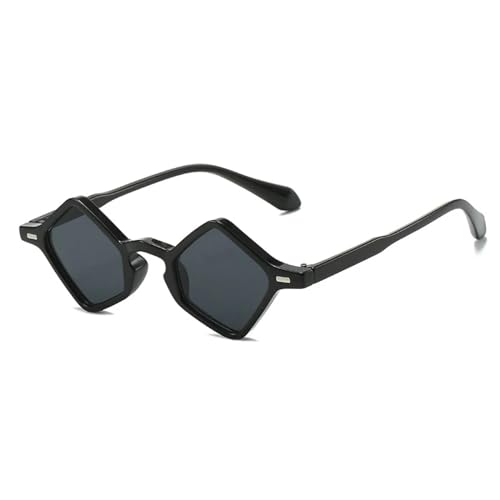 SSFVTTL Beliebte Mode Kleine Polygon Sonnenbrille Damen Klare Ozeanlinse UV400 Herren Trendy (Schwarz Grau) von SSFVTTL
