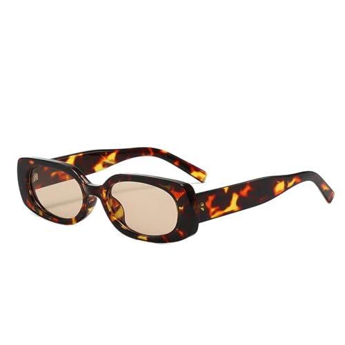 SSFVTTL Beliebte Mode Kleine Rechteckige Sonnenbrille Damen Retro Candy Color UV400 Herren Punk Leopard (Leopard Champagner) von SSFVTTL