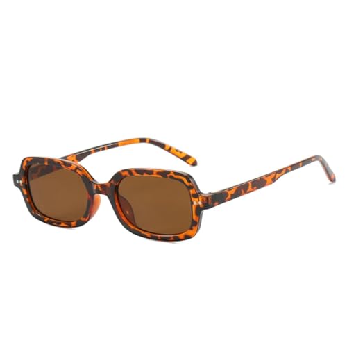 SSFVTTL Beliebte Mode Kleine Rechteckige Sonnenbrille Damen Retro Farbverlauf Uv400 Herren (Leopardentee) von SSFVTTL
