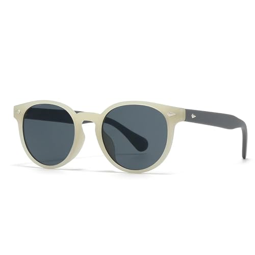 SSFVTTL Beliebte Mode Oval Damen Sonnenbrille Vintage Nieten Punk Herren UV400 (Jelly Beige Grau) von SSFVTTL