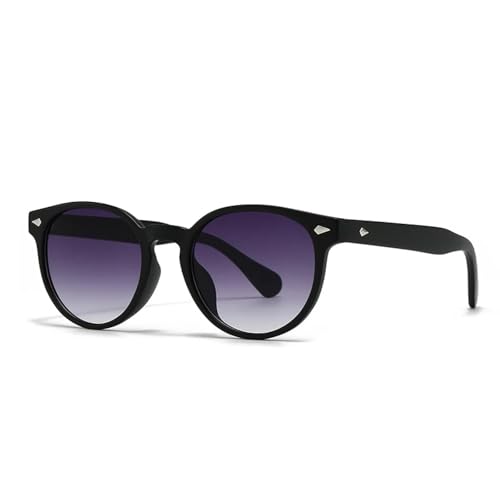 SSFVTTL Beliebte Mode Oval Damen Sonnenbrille Vintage Nieten Punk Herren UV400 (Schwarz Grau Farbverlauf) von SSFVTTL