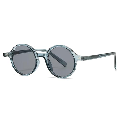 SSFVTTL Beliebte Mode Polygon Runde Sonnenbrille Frauen Retro Nieten UV400 Männer (Blau Grau) von SSFVTTL