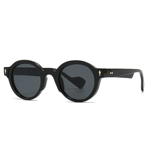 SSFVTTL Beliebte Mode Runde Sonnenbrille Damen Punk Nieten Gradient UV400 Herren (Schwarz Grau) von SSFVTTL