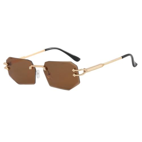 SSFVTTL Beliebte Vintage Randlose Unregelmäßige Sonnenbrille Damen Herren Luxus Uv400 (S056-C4) von SSFVTTL