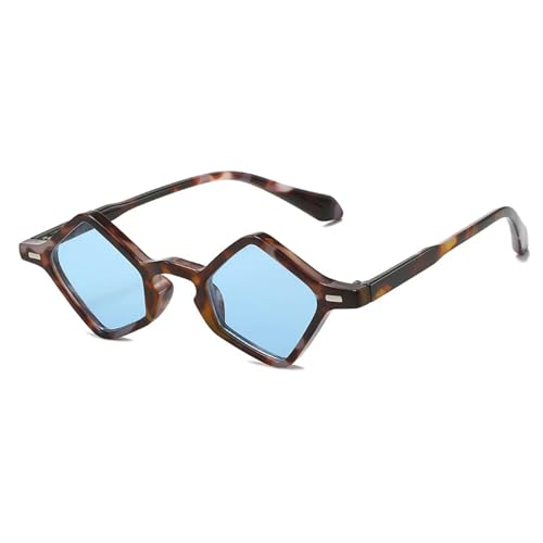 SSFVTTL Beliebte modische kleine Polygon-Sonnenbrille für Damen, klare Ozeanlinse, UV400, für Herren, trendig (Muster blau) von SSFVTTL