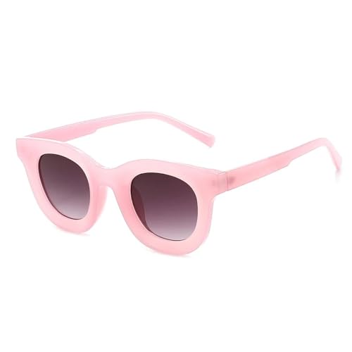 SSFVTTL Beliebte modische runde bunte Damen-Sonnenbrille, Retro-Trend, Jelly-Farbe, UV400, für Herren (Jelly Pink Grau) von SSFVTTL