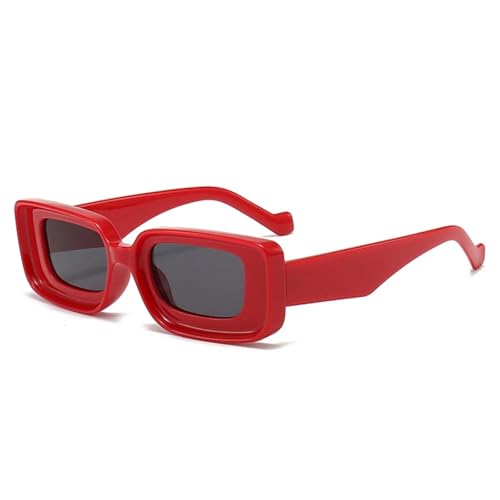 SSFVTTL Candy Color Damen Rechteckige Sonnenbrille Vintage Herren Trendy Champagner (Rot Grau) von SSFVTTL
