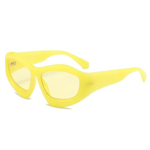 SSFVTTL Cat Eye Damen Sonnenbrille Mode Outdoor Autofahren UV400 Herren Retro Polygon (Gelb Gelb) von SSFVTTL