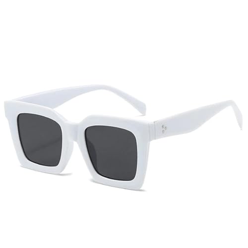 SSFVTTL Cat Eye Sonnenbrille Damen Retro Nieten UV400 (Weiß Grau) von SSFVTTL