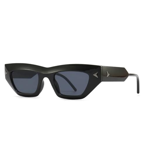 SSFVTTL Cat Eye Sonnenbrille Damen für Herren Trend Sonnenbrille Vintage Steampunk Luxus Mode Nieten UV400 (Schwarz Schwarz) von SSFVTTL