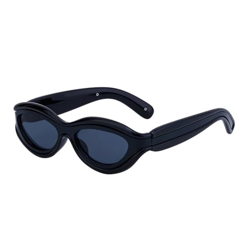 SSFVTTL Damen Luxus Sonnenbrille Mode Halbmetall Gradient Spiegel Herren Punk UV400 (Schwarz Grau) von SSFVTTL